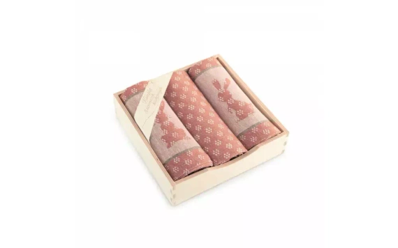 Komplet ścierek kuchennych 8525/10 w drewnianym pudełku Zwoltex rudy 