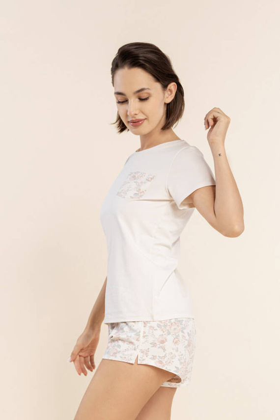 Piżama damska 2 Bonamera beżowy kwiaty