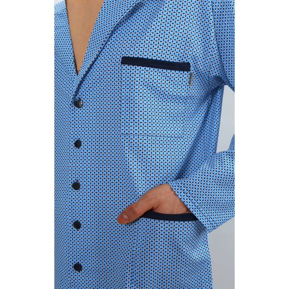 Bawełniana piżama męska, rozpinana 2210/15 Sesto Senso - granatowy