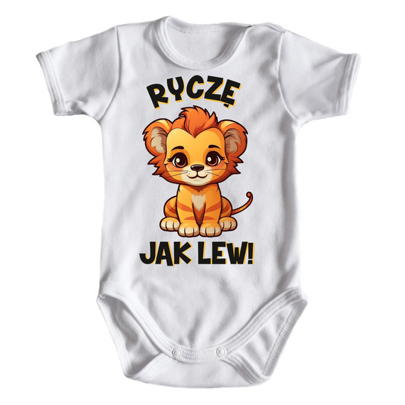 Body krótki rękaw "Ryczę jak lew" Moocha biały