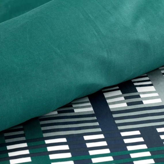 Pościel satynowa liście Nika 47 Eurofirany turkusowy