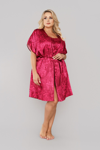 Szlafrok Damski Impresja Italian Fashion-  bordowy 
