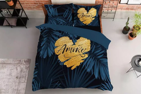 Pościel bawełniana 4414 A Holland 35 Amore Detexpol granatowy