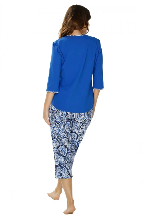 Piżama damska 86670 Irene Mewa niebieski druk