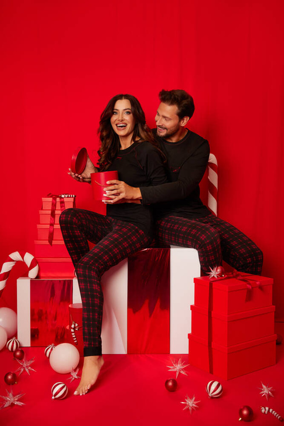 Piżama Męska długi rękaw, długie spodnie Zeman Italian Fashion - czarny/druk