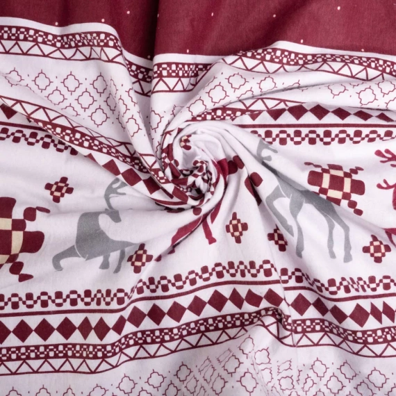 Pościel flanelowa świąteczna renifery F-89A Matex czerwony