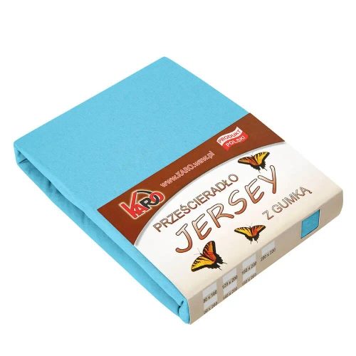 Prześcieradło Jersey z gumką KARO - turkus 080