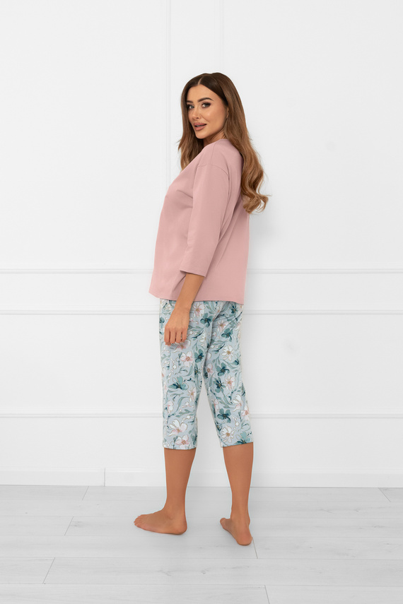 Piżama damska Perlis – kwiatowy akcent i naturalna bawełna Italian Fashion