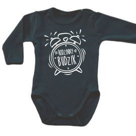 "Budzik rodzinny" body długi rękaw Moocha czarny