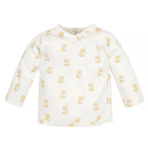 Kaftanik niemowlęcy wiązany Lovely Day Pinokio -  ecru pieski