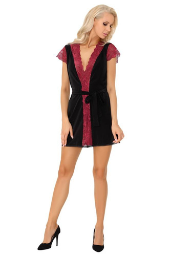 Szlafrok damski Kumiko LC 90428 Pink Rosses Collection LivCo Corsetti