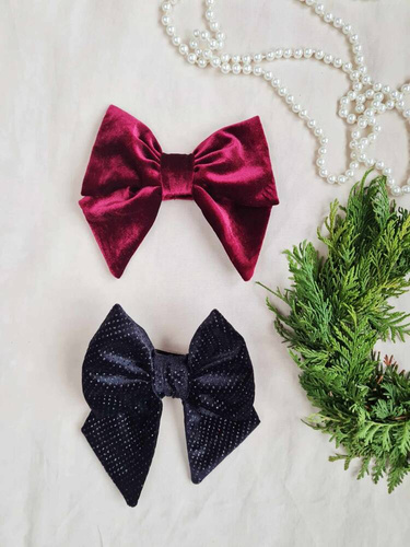 Welurowa kokarda do włosów KB16 Marija - bordowy