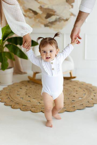 Body długi rękaw muślinowe "Bamboo Muslin Girl Milk" Makoma 