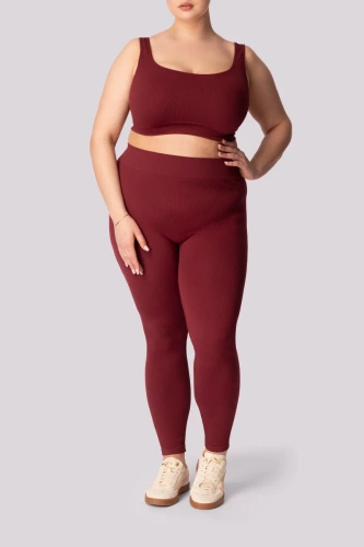 Legginsy damskie prążek Ribbed Mona burgund