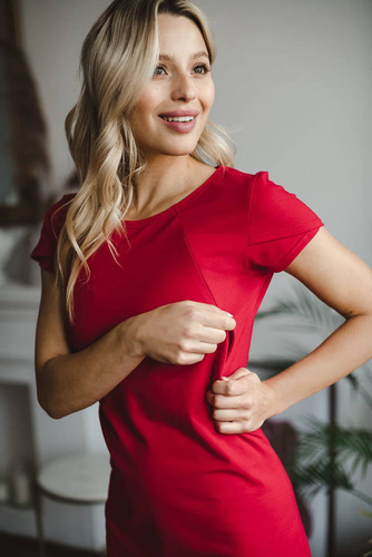 Sukienka do karmienia krótki rękaw Milky dress Milk&Love karminowa czerwień 