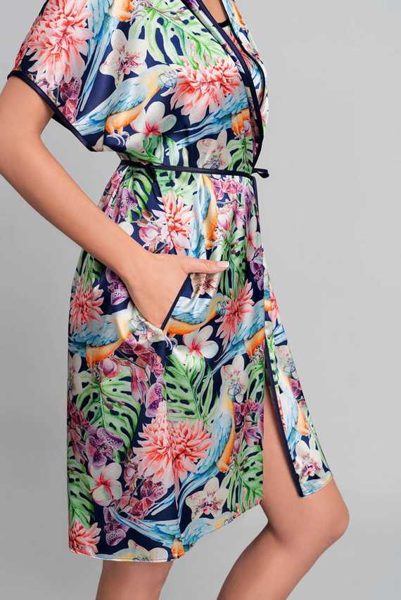 Szlafrok Damski Polinezja Italian Fashion - druk kwiaty