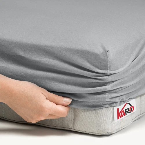 Prześcieradło Jersey z gumką KARO - szary