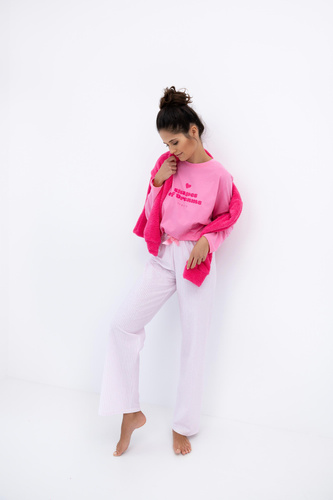 Damska piżama Malaya Sensis – bawełniany komplet z nadrukiem i kokardką