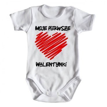 Body krótki rękaw "Moje pierwsze Walentynki" Moocha biały