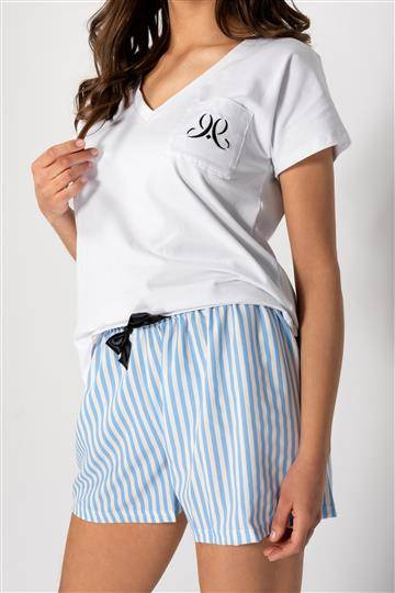 Piżama damska Nicole Momenti Per Me white-baby blue