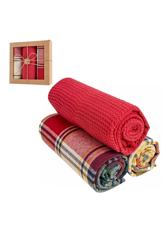 Komplet ściereczek kuchennych Moraj MRK1500-021 – bawełna, 3 sztuki w koszyczku