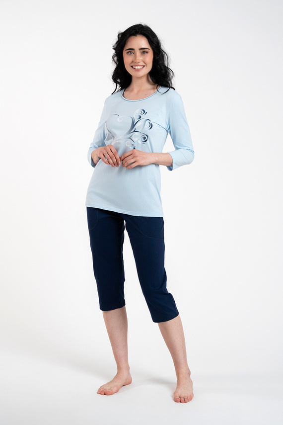Piżama Damska 3/4 rękaw, 3/4 spodnie Arietta Italian Fashion - niebieski