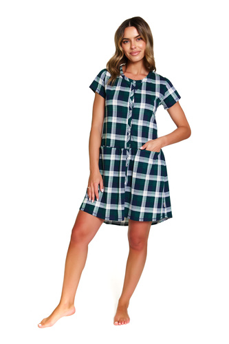 Koszula nocna ciążowa i do karmienia Doctor Nap 9444 | 100% bawełna, polska jakość - emerald