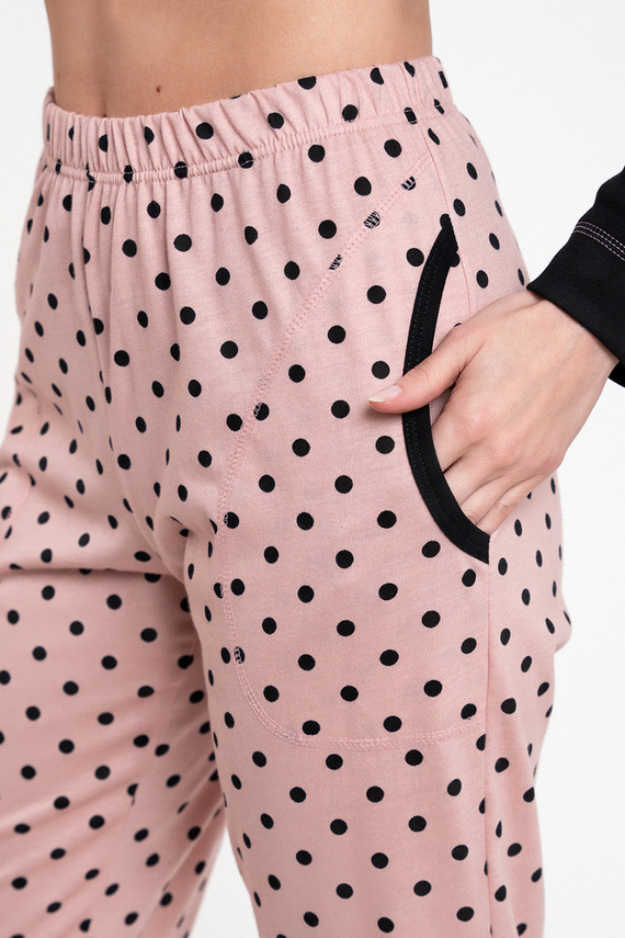 Piżama Damska długi rękaw, długie spodnie Bonilla Italian Fashion- czarny/druk