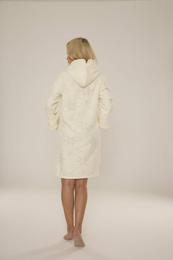 Krótki Szlafrok damski 409 Żakard De Lafense - ecru