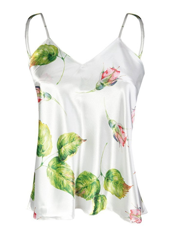 Top damski, wąskie ramiączko Flowers DK-TK DKaren - ecru 004