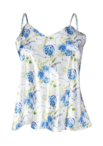 Top damski, wąskie ramiączko Flowers DK-TK DKaren - biały 005