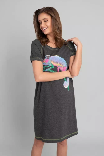 Koszula nocna damska Wolta Italian Fashion- ciemny melanż/zielony