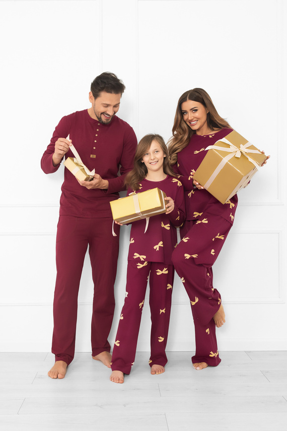 Italian Fashion Kwadro – elegancka piżama damska bawełniana z kokardkami