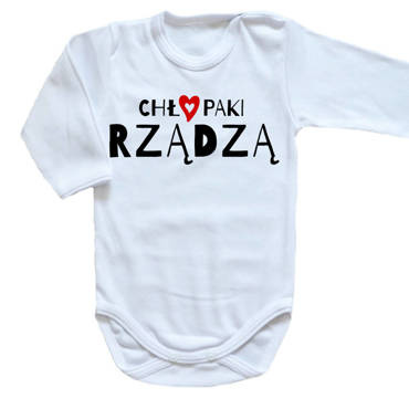 Body długi rękaw "CHŁOPAKI RZĄDZĄ" Moocha biały