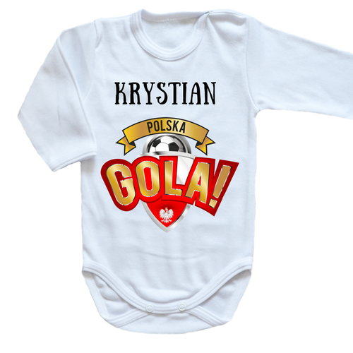 Body długi rękaw "POLSKA GOLA z imieniem dziecka" Moocha biały