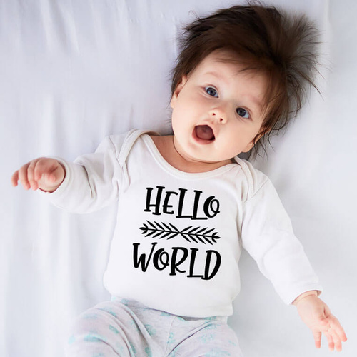 "Hello World" body długi rękaw Moocha czerwony