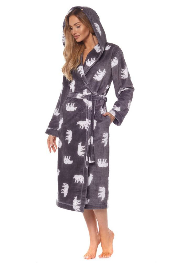 Długi Szlafrok Damski 2126 Winter L&L - crystal