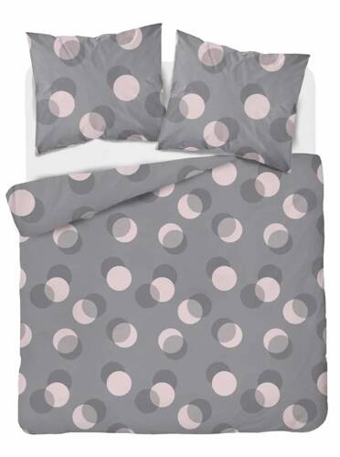 Pościel satynowa kółka 4921 B Home Satin Detexpol szary