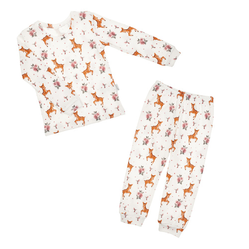 Nicol Lala 216036 – piżamka dziecięca bawełniana, nadruk w sarenki i róże