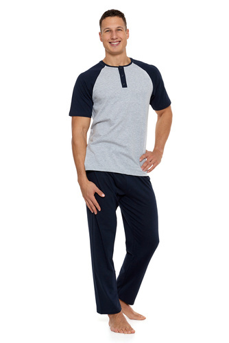 Piżama męska krótki rękaw, długie spodnie PDM5300-010, PDM6500-001 Moraj - szary