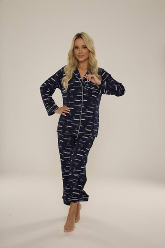 Piżama Damska 718 Madeleine Cat Love Forex - granat