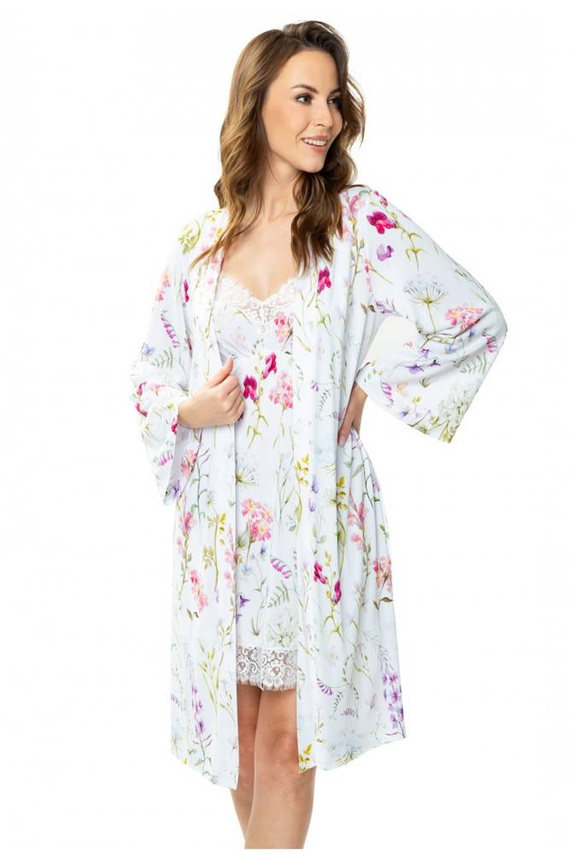 Szlafrok peniuar 86538 Flores Mewa kwiaty