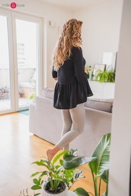 Legginsy długie z niskim pasem Milk&Love jasny szary melanż