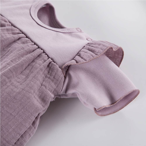 Sukienko-body krótki rękaw muślinowe Botanic Eevi- wrzos 