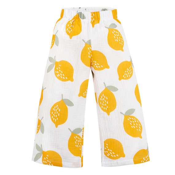 Muślinowe spodnie kuloty Pinokio Lemons biały- przewiewne spodnie, bawełna