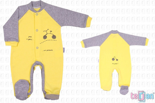 Pajac bawełniany niemowlęcy "BIKE" różowy