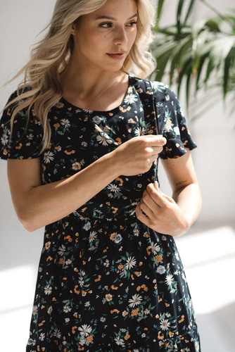 Sukienka ciążowa i do karmienia Lovely Dress Milk&Love granatowa w rumianki