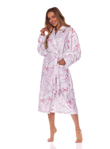 Długi Szlafrok Damski Fida 2216 L&L -niebieski