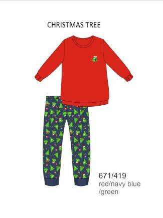  Piżama damska 671/419 Christmas Tree Cornette czerwony 