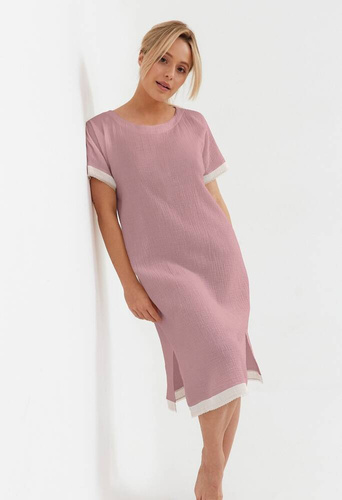 Koszula nocna muślinowa 229   Cana- pudrowy róż